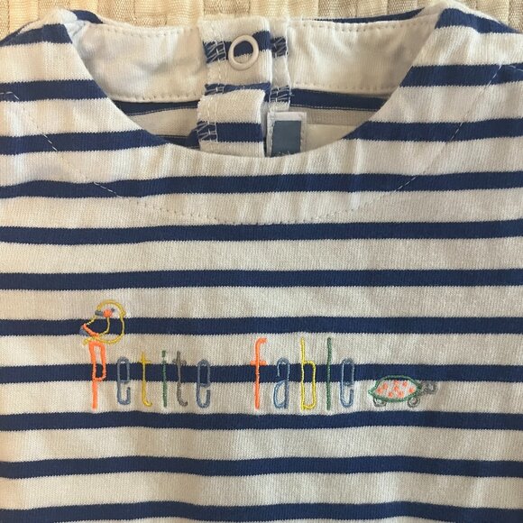 Jacadi Paris	Striped Petite Fable Long Sleeve Romper - Picture 1 of 4